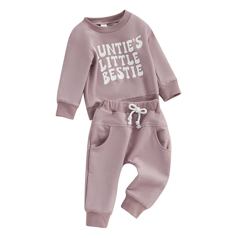 Pudcoco Toddler Baby Girl Clothes 2Pcs Outfit, Long Sleeve Letter Print Sweatshirt & Jogger Pants Set, Cute Infant Clothing for 0-3T"