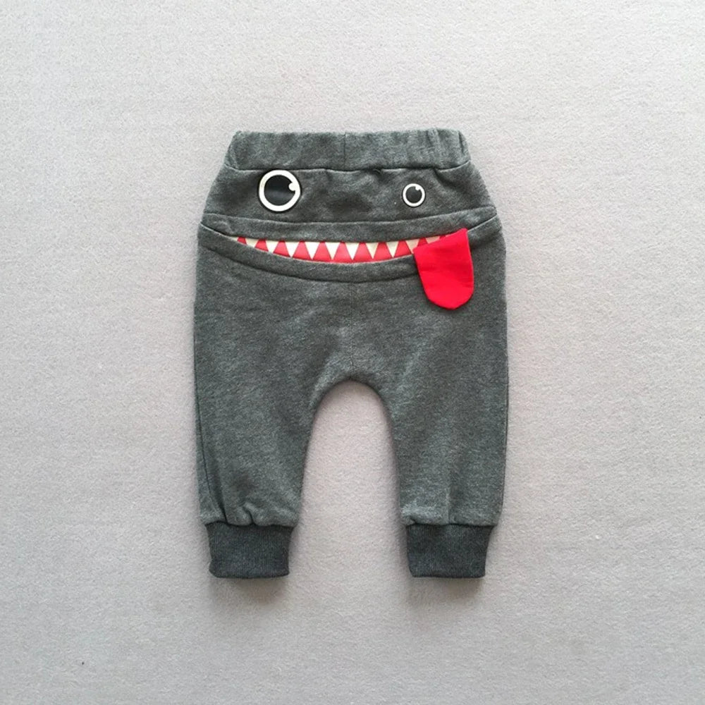 Casual Baby Pants, Toddler Boys & Girls Big Mouth Monster Trousers, Cute Cartoon Cotton Infant Clothing, Comfortable Kids Pants