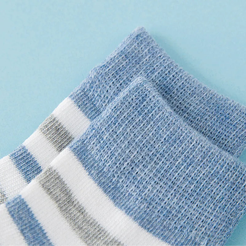 5 Pairs Baby Socks Cotton Spring Autumn Children School Socks for Girls & Boys, Cute Striped Design, Newborn to Toddler (0-6 Years)