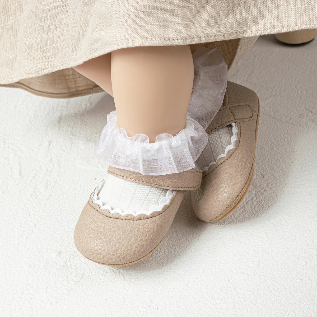 Meckior Baby Boys Girls Shoes, Infant Leather Rubber Sole Anti-Slip Toddler First Walkers, Crib Shoes for Newborn Girl Princess