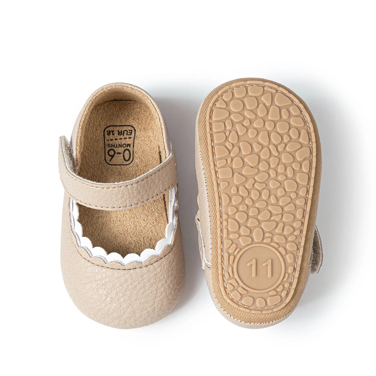 Meckior Baby Boys Girls Shoes, Infant Leather Rubber Sole Anti-Slip Toddler First Walkers, Crib Shoes for Newborn Girl Princess