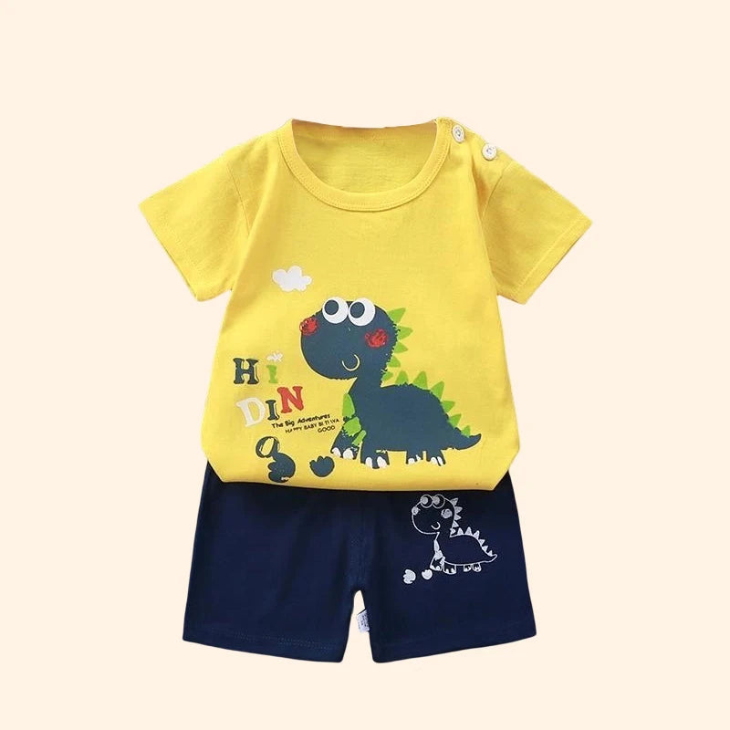 Fashion Kids Clothes Boys Girls Sets Top Shorts 2PCS 100% Cotton Soft Summer Children Baby Clothes T-shirt Shorts Toddler Suit