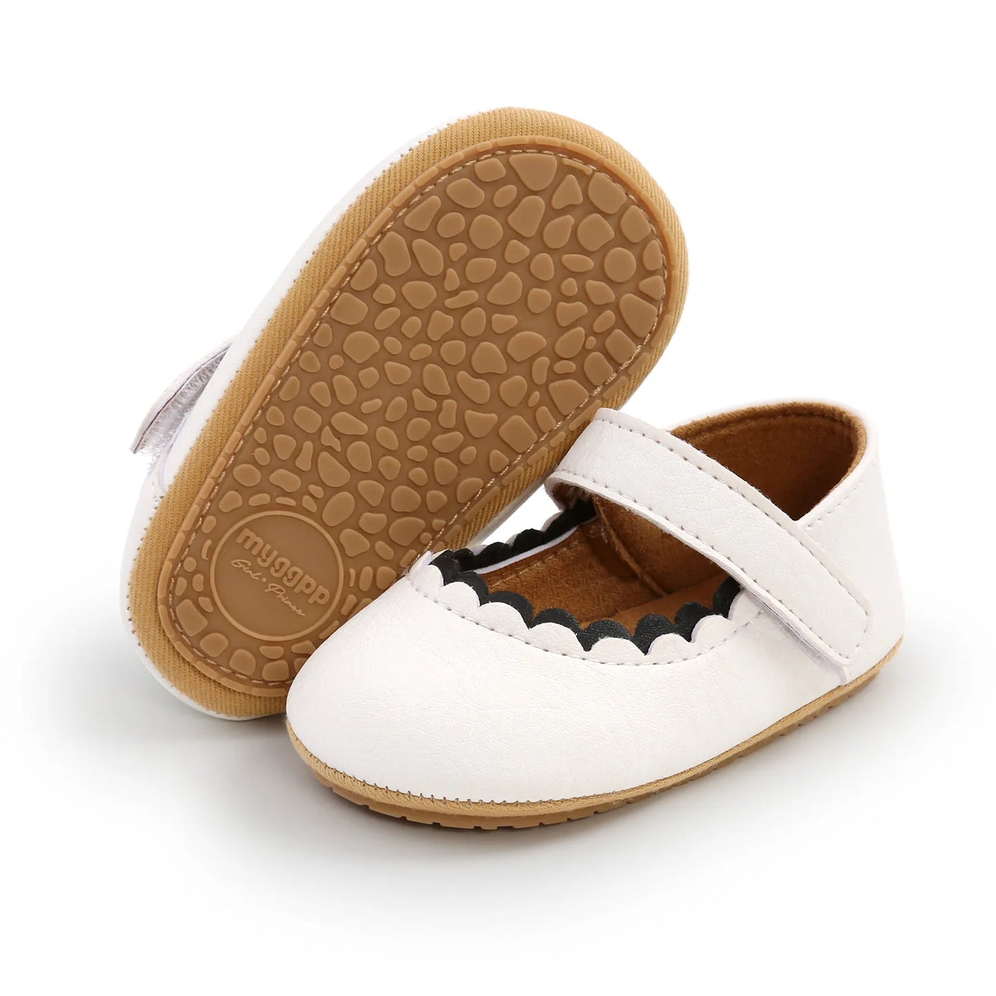 Meckior Baby Boys Girls Shoes, Infant Leather Rubber Sole Anti-Slip Toddler First Walkers, Crib Shoes for Newborn Girl Princess
