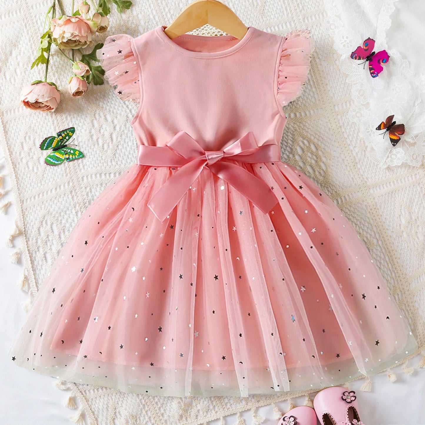 Polka-Dot Summer Dresses for Girls, Korean Style Layered Sleeveless Casual Dress, Cute Kids Dress for 2-6 Years, Baby Girls Clothes"