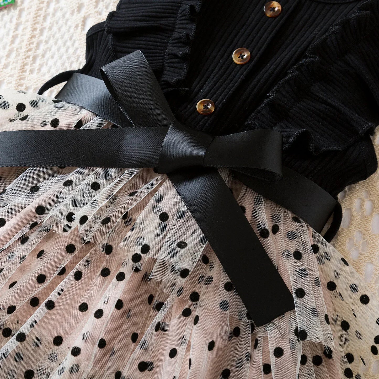 Polka-Dot Summer Dresses for Girls, Korean Style Layered Sleeveless Casual Dress, Cute Kids Dress for 2-6 Years, Baby Girls Clothes"