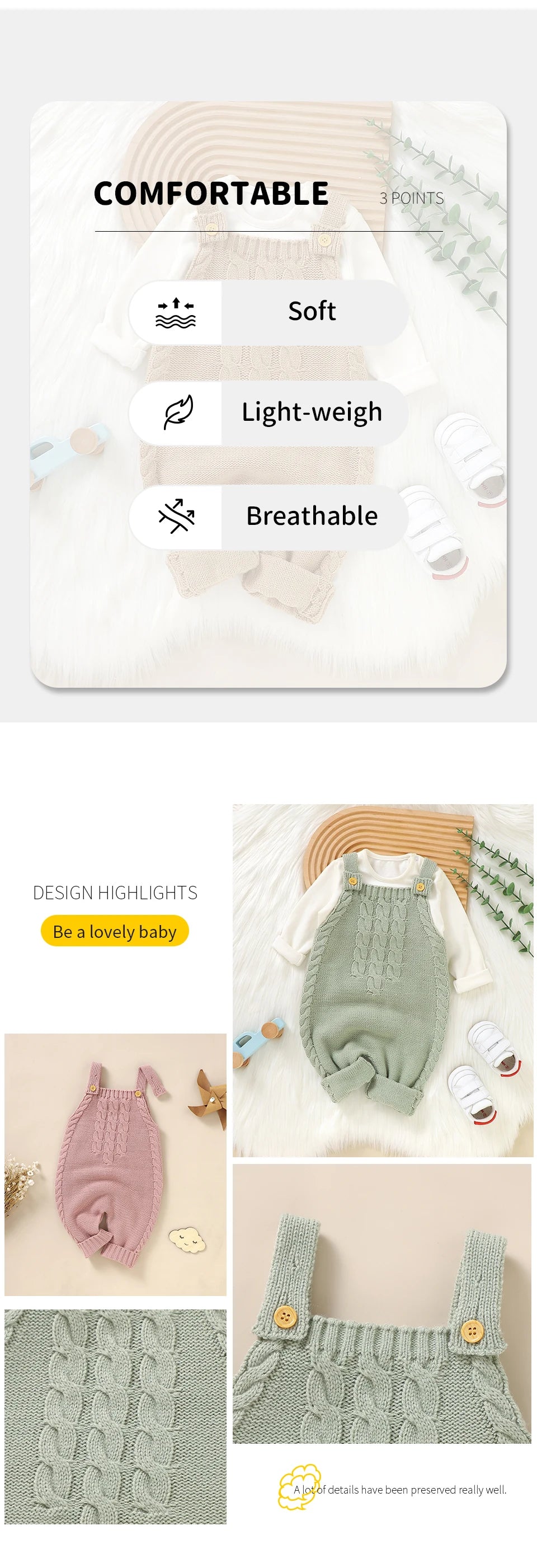 Infant Boys & Girls Sleeveless Rompers, Solid Color Knitted Jumpsuits for Newborns 0-18M, Spring/Fall Children’s Outfit"