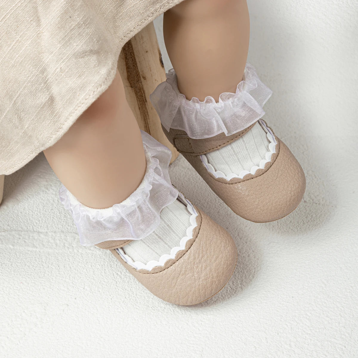 Meckior Baby Boys Girls Shoes, Infant Leather Rubber Sole Anti-Slip Toddler First Walkers, Crib Shoes for Newborn Girl Princess