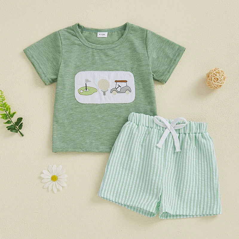 Boys Easter Outfit Summer Clothes, Carrot Cart Short Sleeve T-Shirt & Plaid Shorts Set, Cute Toddler Baby Boy Easter Outfit for 0-3T