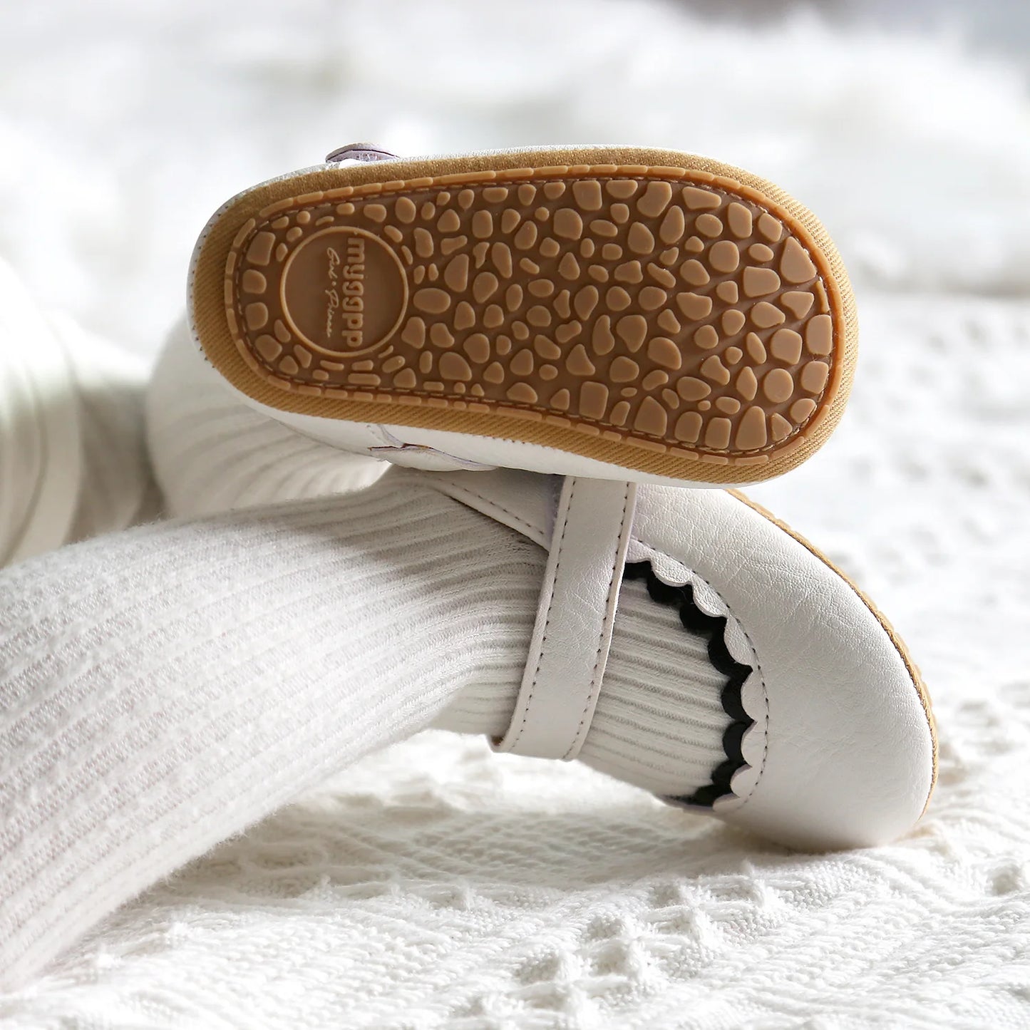 Meckior Baby Boys Girls Shoes, Infant Leather Rubber Sole Anti-Slip Toddler First Walkers, Crib Shoes for Newborn Girl Princess