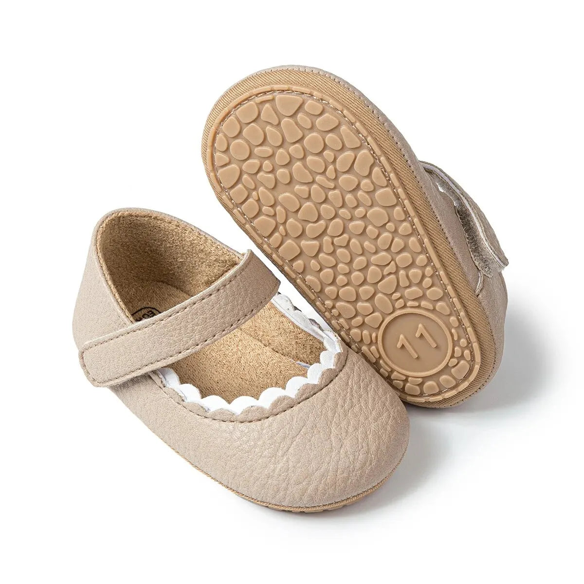 Meckior Baby Boys Girls Shoes, Infant Leather Rubber Sole Anti-Slip Toddler First Walkers, Crib Shoes for Newborn Girl Princess