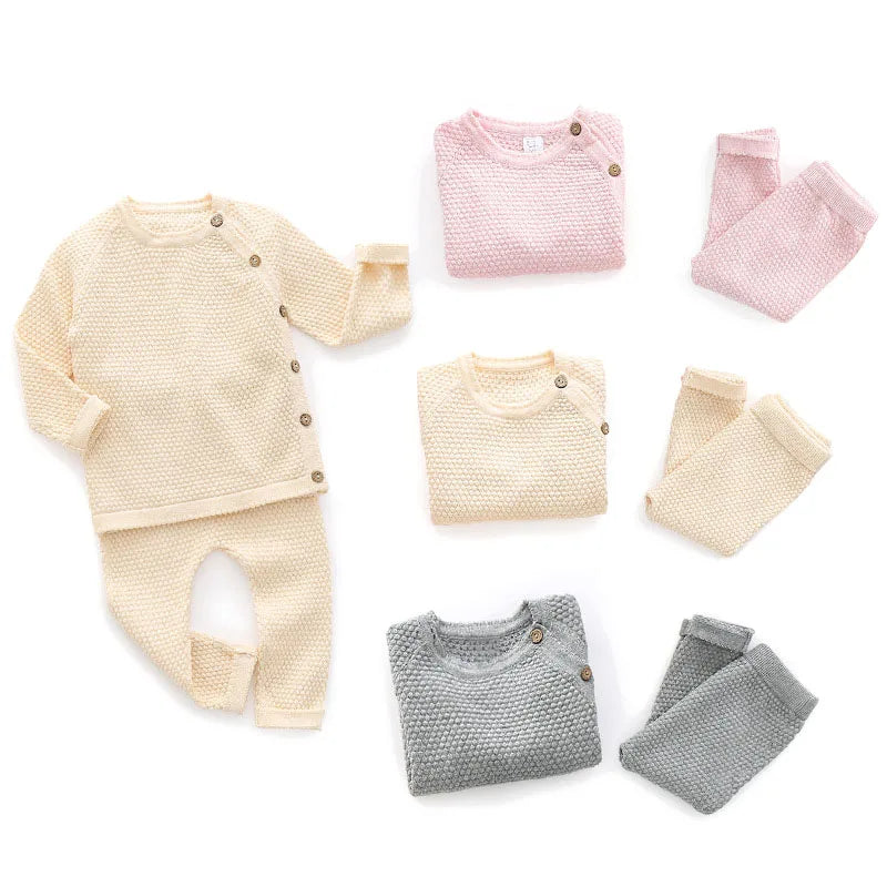 Baby Clothes Set - Cotton Knitted Sweater & Pants | Spring Newborn Infant Outfit & Pajamas (Boy & Girl)