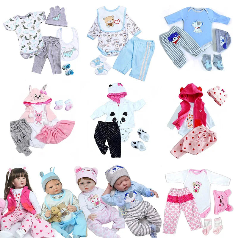 Reborn Doll Clothes Baby Girl Boy Outfit for 50-55cm Newborn Dolls, 0-3 Month Toddler Doll Kit, Realistic Baby Doll Clothing Set, Accessories