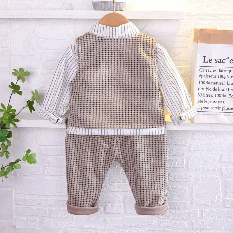 New Children Fashion Kids Boy Gentleman Sweater Vest Shirt Pants 3Pcs/Set – Kids Infant Clothing Toddler Tracksuit 0-5 Years