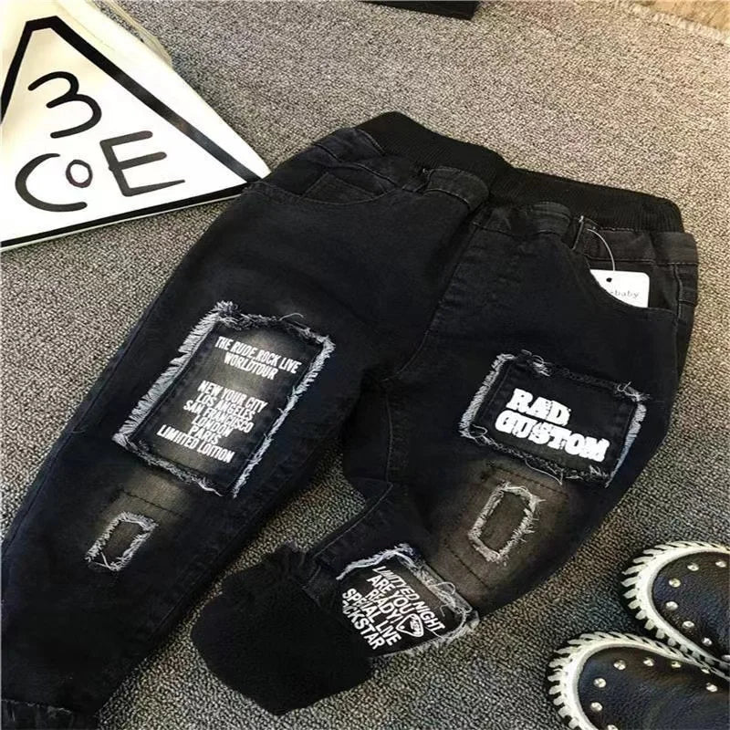 New Children Kids Boys Clothing Sets Autumn Winter Baby Boys Fur Collar Denim Jacket + Sweater + Jeans 3Pcs Boys Clothes Set 2-7