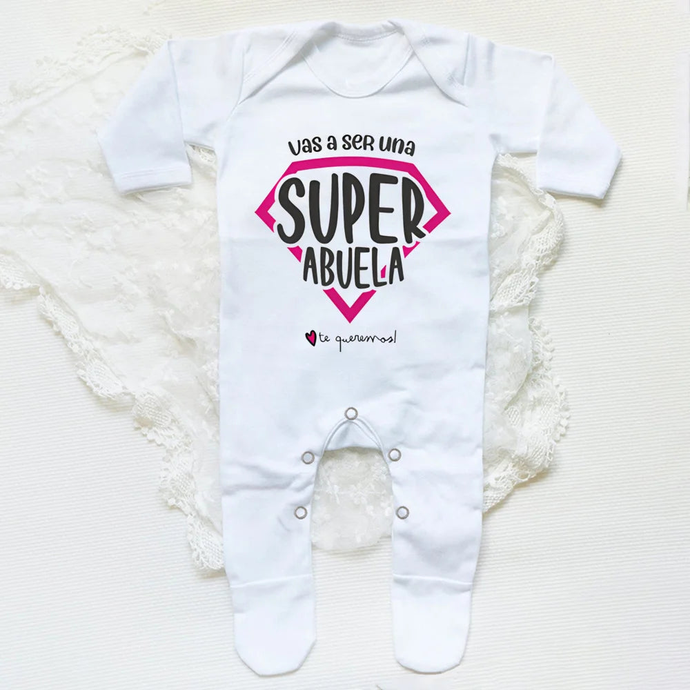 Abuela Print Baby Sleepsuit Casual Loose Long Sleeve Infant Footie Comfy Soft Baby Coming Home Outfit Mother's Day Baby Gift