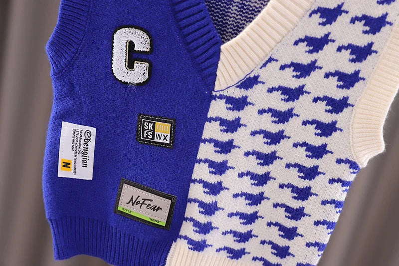 Baby Boy Clothes Set Knitted Sweater Vest White Shirts Jeans 3PCS Boys Infant Clothing Kids Bebes Jogging Suits Tracksuit