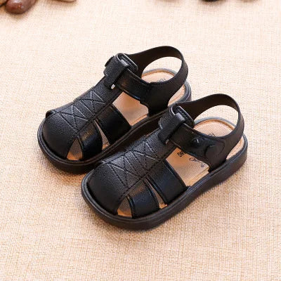 Baby Shoes Summer Closed Toe Toddler Boy Sandals Soft Sole Non-slip First Walkers Infant Solid Color Hollow Out Beach Shoes