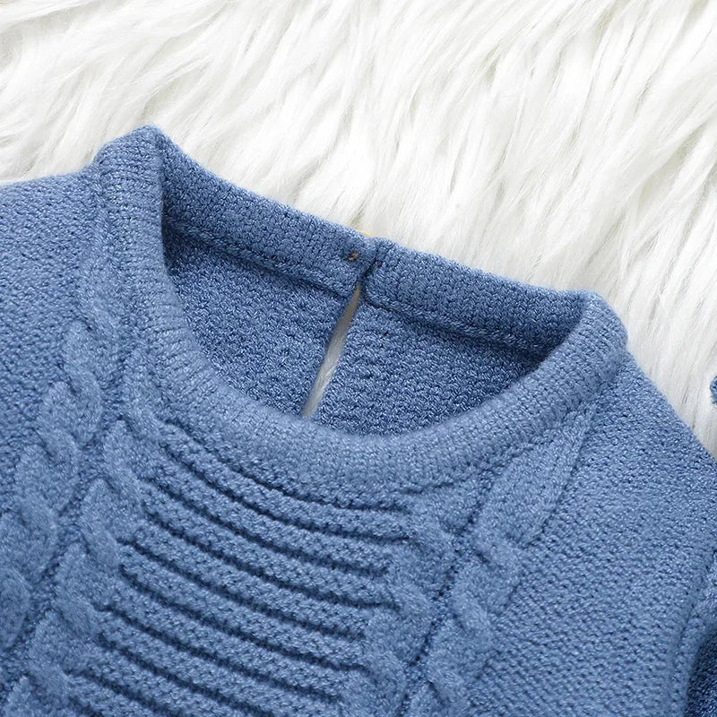 Newborn Baby Clothing Set Knit Infant Boy Sweater + Pants + Hat Long Sleeve Warm Autumn Toddler Pullover Trousers Bonnet 0-9M 3PCS