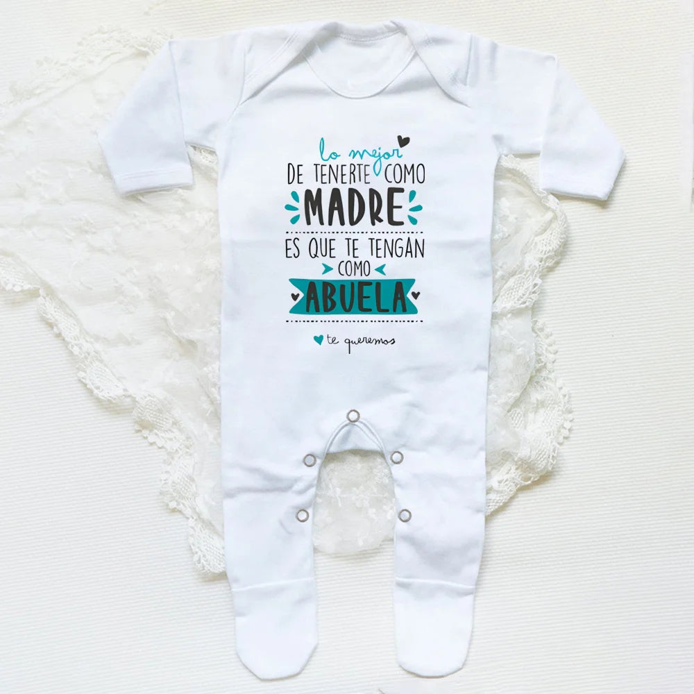 Abuela Print Baby Sleepsuit Casual Loose Long Sleeve Infant Footie Comfy Soft Baby Coming Home Outfit Mother's Day Baby Gift