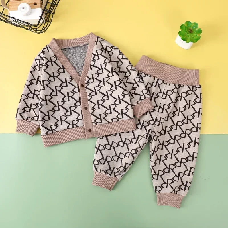 Autumn Winter Baby Boys Clothes Sets – Knitting Sweater Cardigan Cartoon Shirt Top and Pants 3PCS Suit Infant Cotton Loungewear