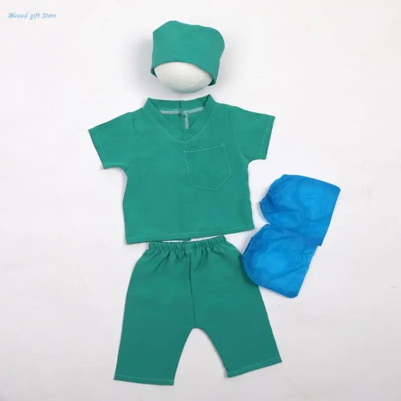 Baby Photography Props Doctor Uniform Hat & T-shirt Photo Outfit Newborns Photo Clothes Fashion Jumpsuits Infant Suit