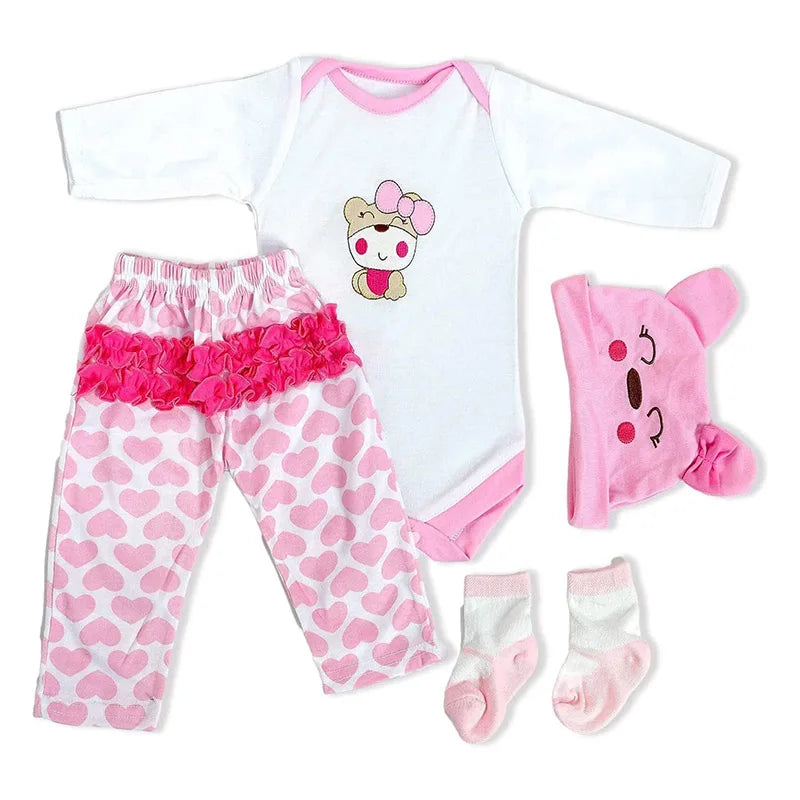 Reborn Doll Clothes Baby Girl Boy Outfit for 50-55cm Newborn Dolls, 0-3 Month Toddler Doll Kit, Realistic Baby Doll Clothing Set, Accessories