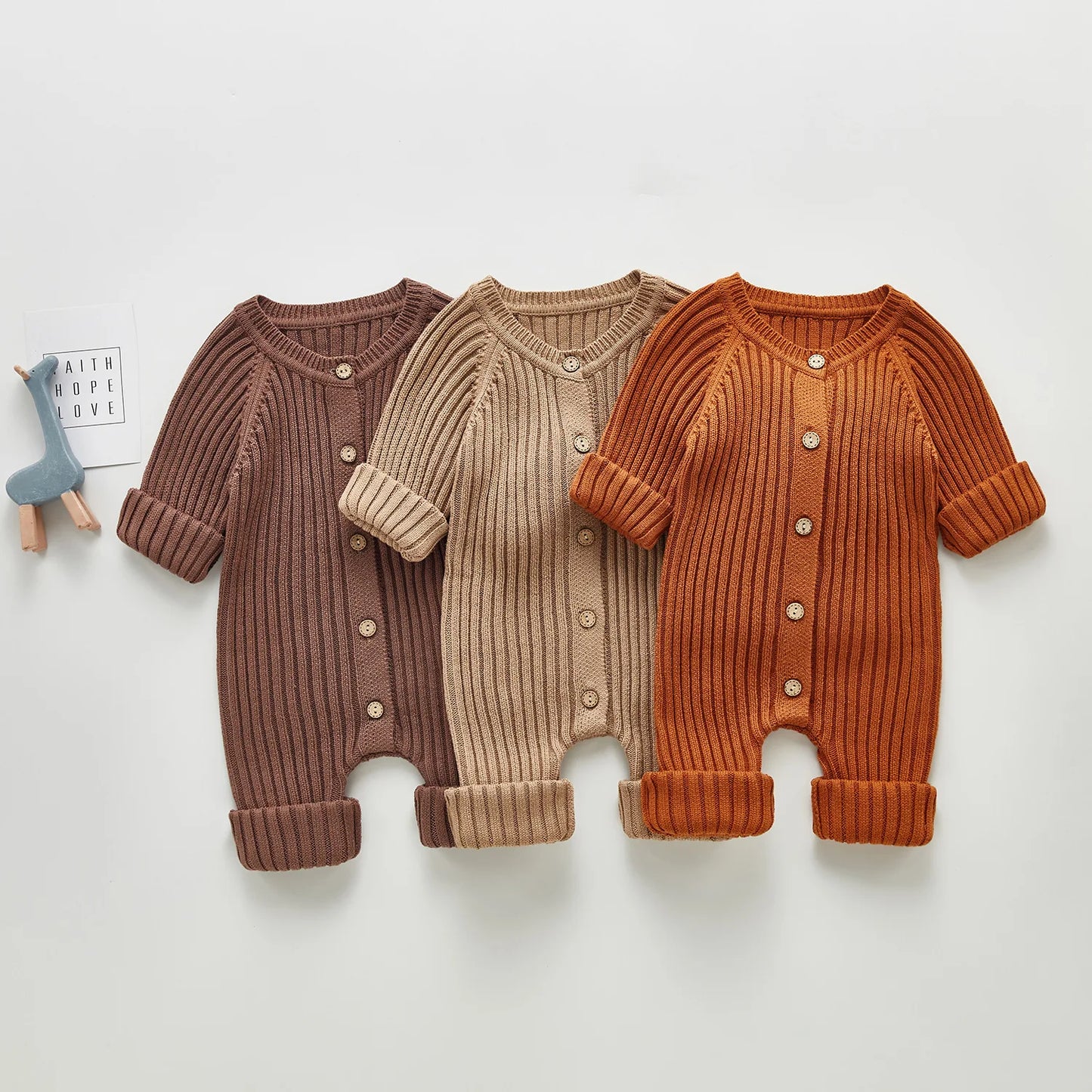Personalized Infant Baby Girl Boy Fall Winter Thick Knit One Piece Outfit Romper Jumpsuit Sweater Outwear