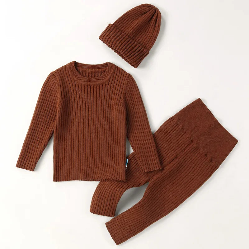 3PCS/Lot Baby Boy Clothes Set – Soft Knitted Sweater + Hat + Pants Autumn Fashion Baby Boys Clothes Infant Bebe Clothing Outfits