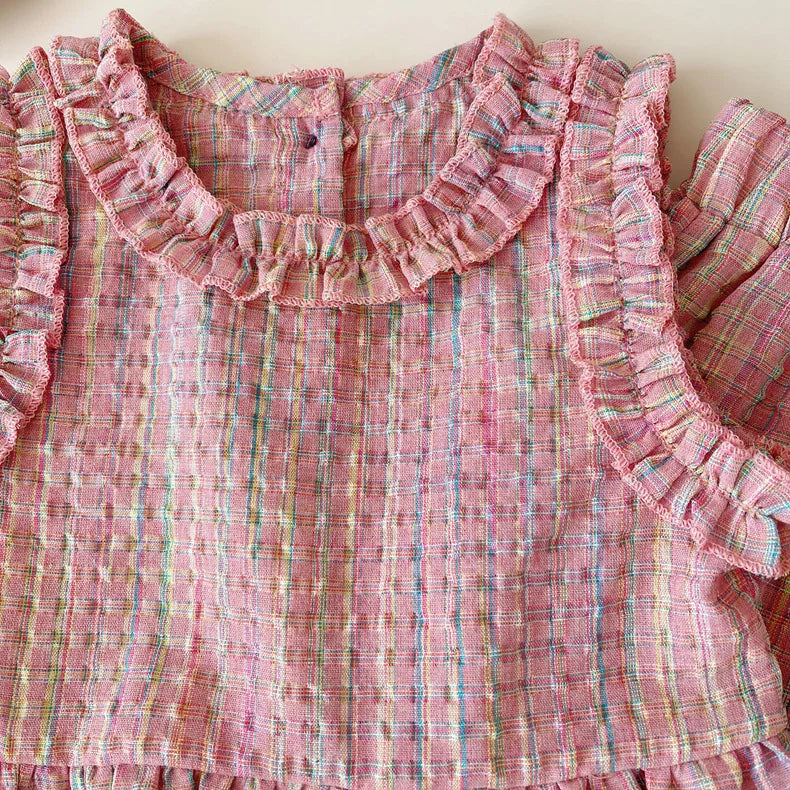 Children's Clothing Sets Plaid Print Sleeveless Top + Wide Leg Pants + Shorts 3 Pcs Sets Girls Clothes 2 To 8 Years Outfit Sets