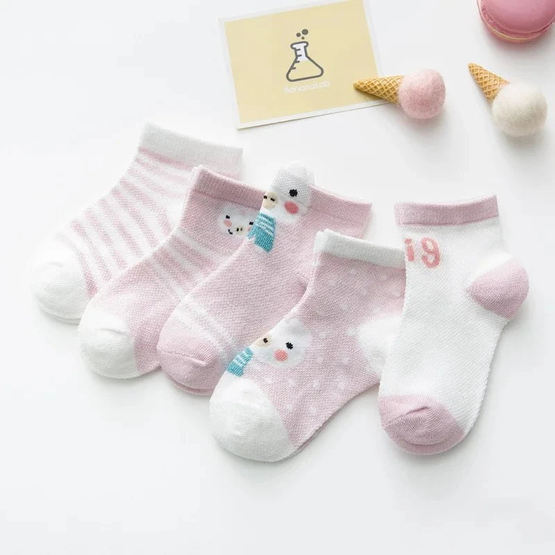 Giggles And Grab 04 / S(12-24M) 5Pairs/lot 0-2Y Infant Baby Socks Baby Socks for Girls Cotton Mesh Cute Newborn Boy Toddler Socks Baby Clothes Accessories