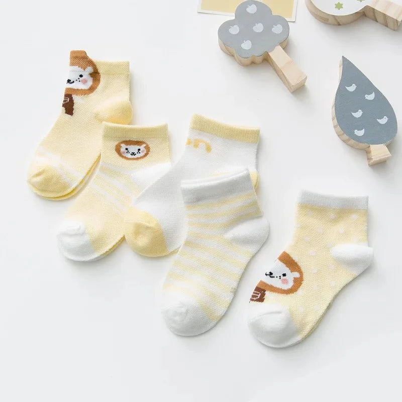 Giggles And Grab 06 / XS(0-9M) 5Pairs/lot 0-2Y Infant Baby Socks Baby Socks for Girls Cotton Mesh Cute Newborn Boy Toddler Socks Baby Clothes Accessories