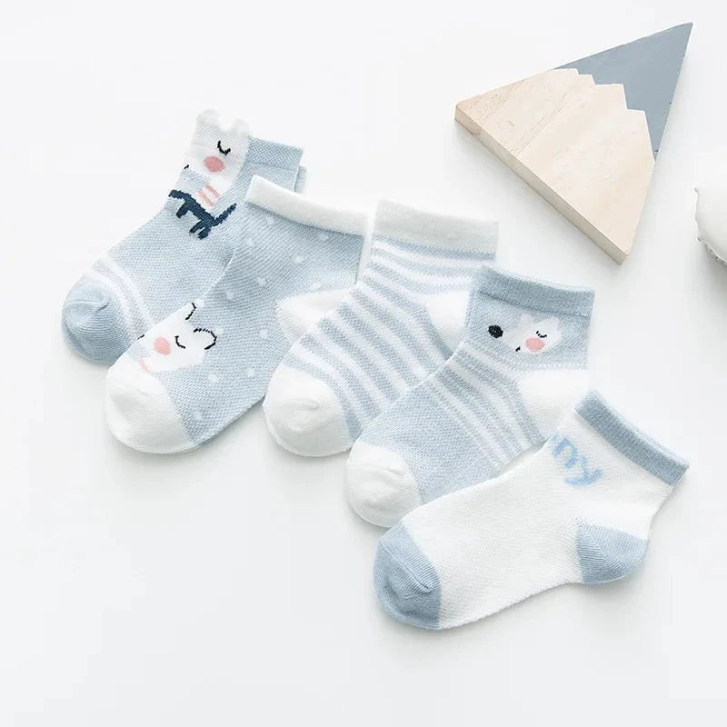 Giggles And Grab 07 / XS(0-9M) 5Pairs/lot 0-2Y Infant Baby Socks Baby Socks for Girls Cotton Mesh Cute Newborn Boy Toddler Socks Baby Clothes Accessories