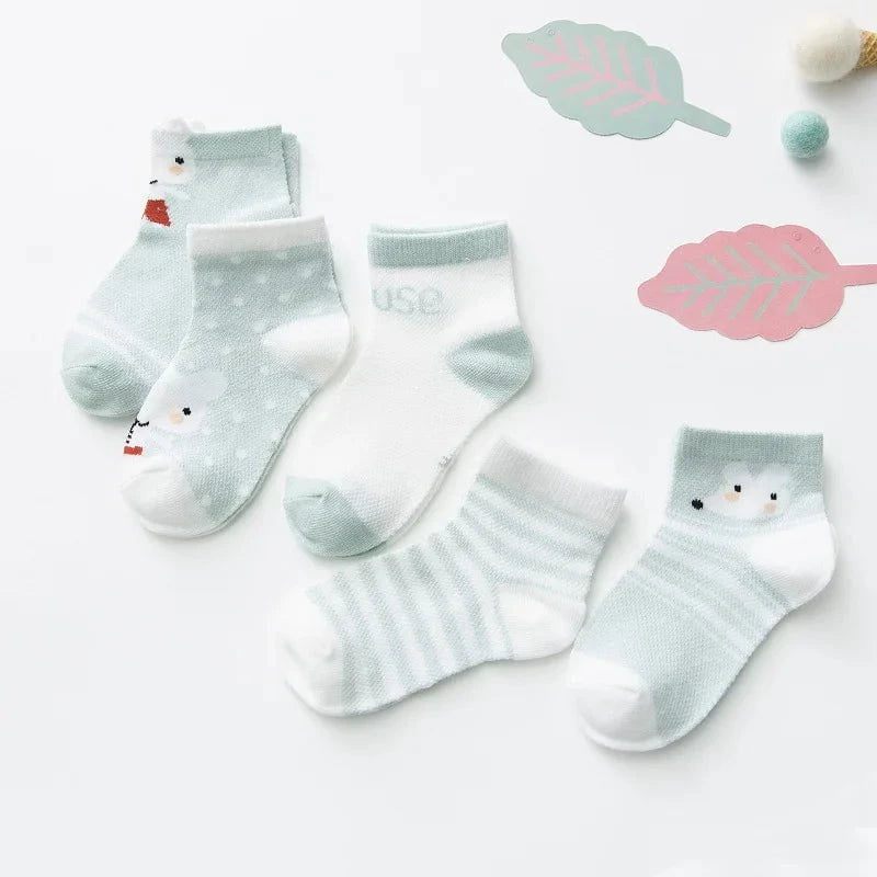 Giggles And Grab 08 / XS(0-9M) 5Pairs/lot 0-2Y Infant Baby Socks Baby Socks for Girls Cotton Mesh Cute Newborn Boy Toddler Socks Baby Clothes Accessories