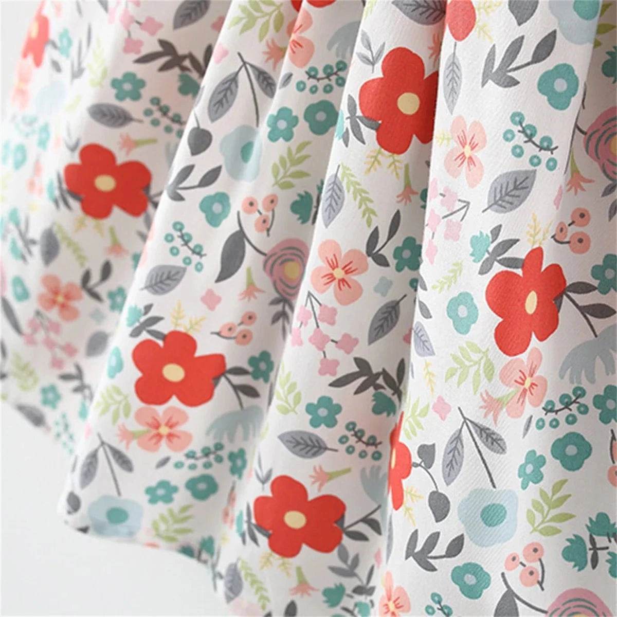 2-Piece Baby Girl Beach Outfit Baby Floral Patchwork Sleeveless Sweet Loose Fitting Dress + Sun Hat Children's Sweet Clothes - Giggles And Grab