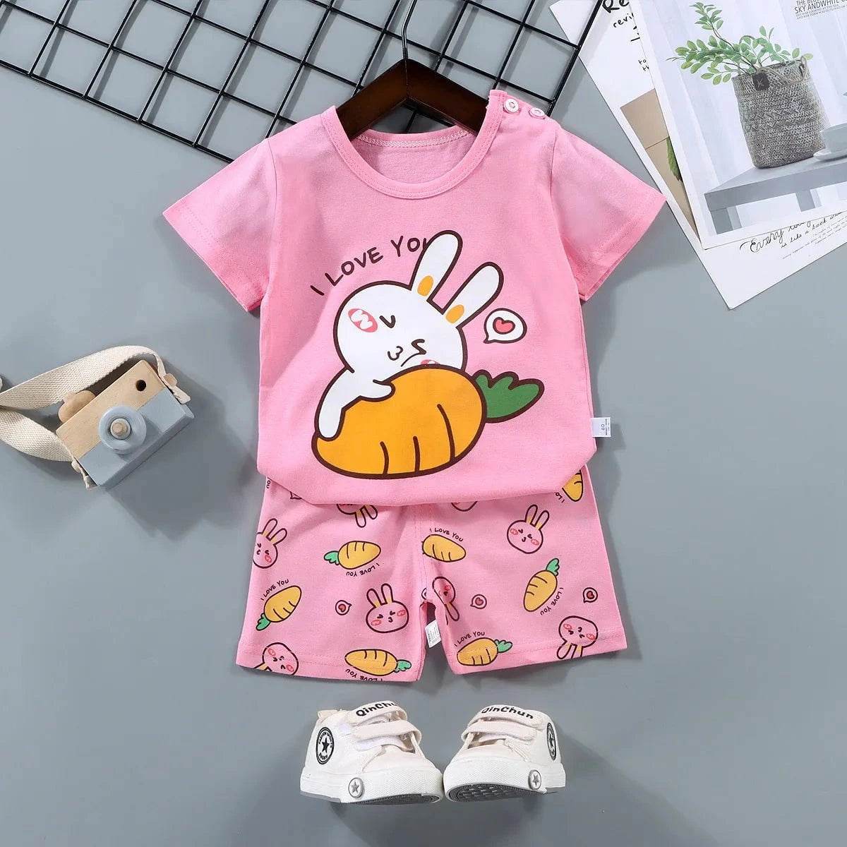 2PCS Mother Kids Clothes Children's Sets Boys Girls T-shirt Shorts Summer Cotton Short Sleeve Baby Children Clothing Toddler Suit - Giggles And Grab