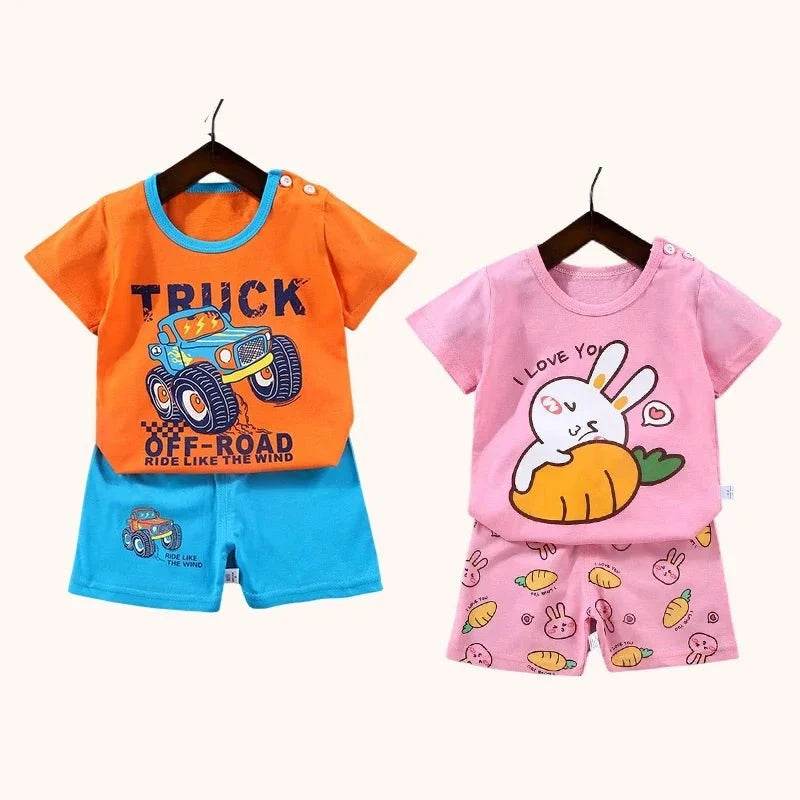 2PCS Mother Kids Clothes Children's Sets Boys Girls T-shirt Shorts Summer Cotton Short Sleeve Baby Children Clothing Toddler Suit - Giggles And Grab