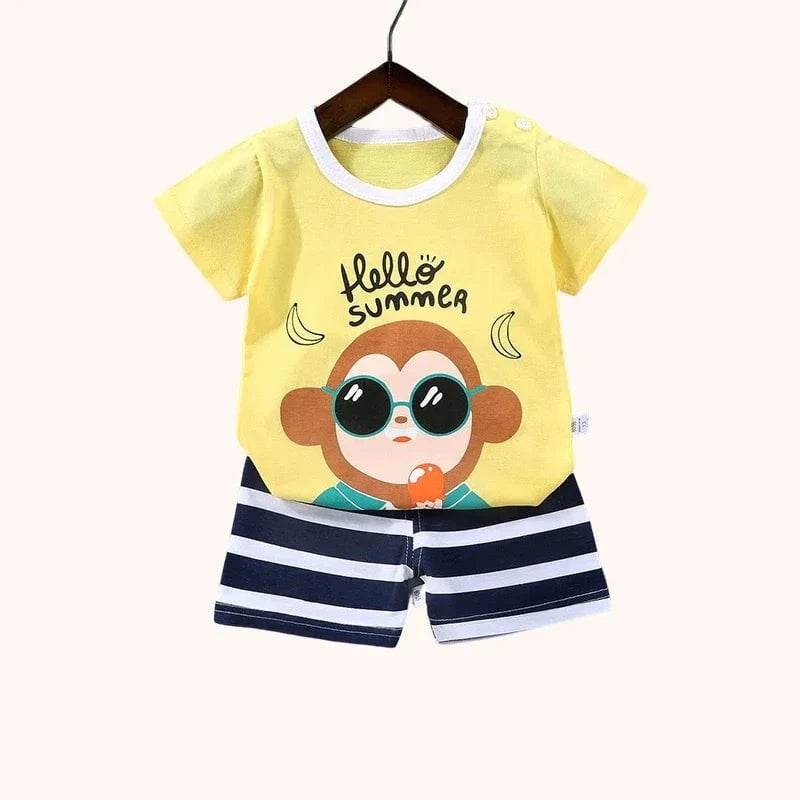 2PCS Mother Kids Clothes Children's Sets Boys Girls T-shirt Shorts Summer Cotton Short Sleeve Baby Children Clothing Toddler Suit - Giggles And Grab