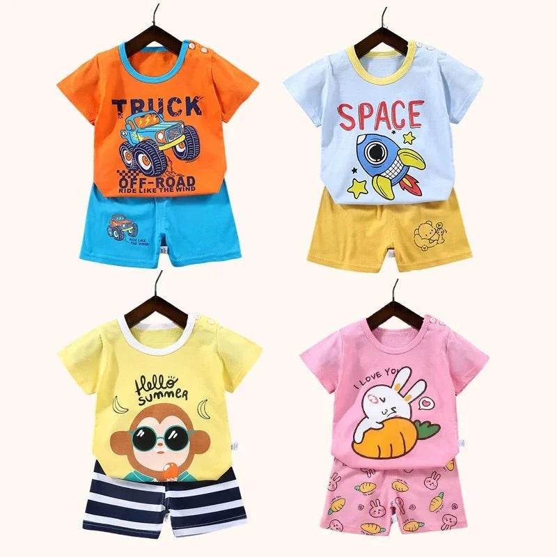 2PCS Mother Kids Clothes Children's Sets Boys Girls T-shirt Shorts Summer Cotton Short Sleeve Baby Children Clothing Toddler Suit - Giggles And Grab
