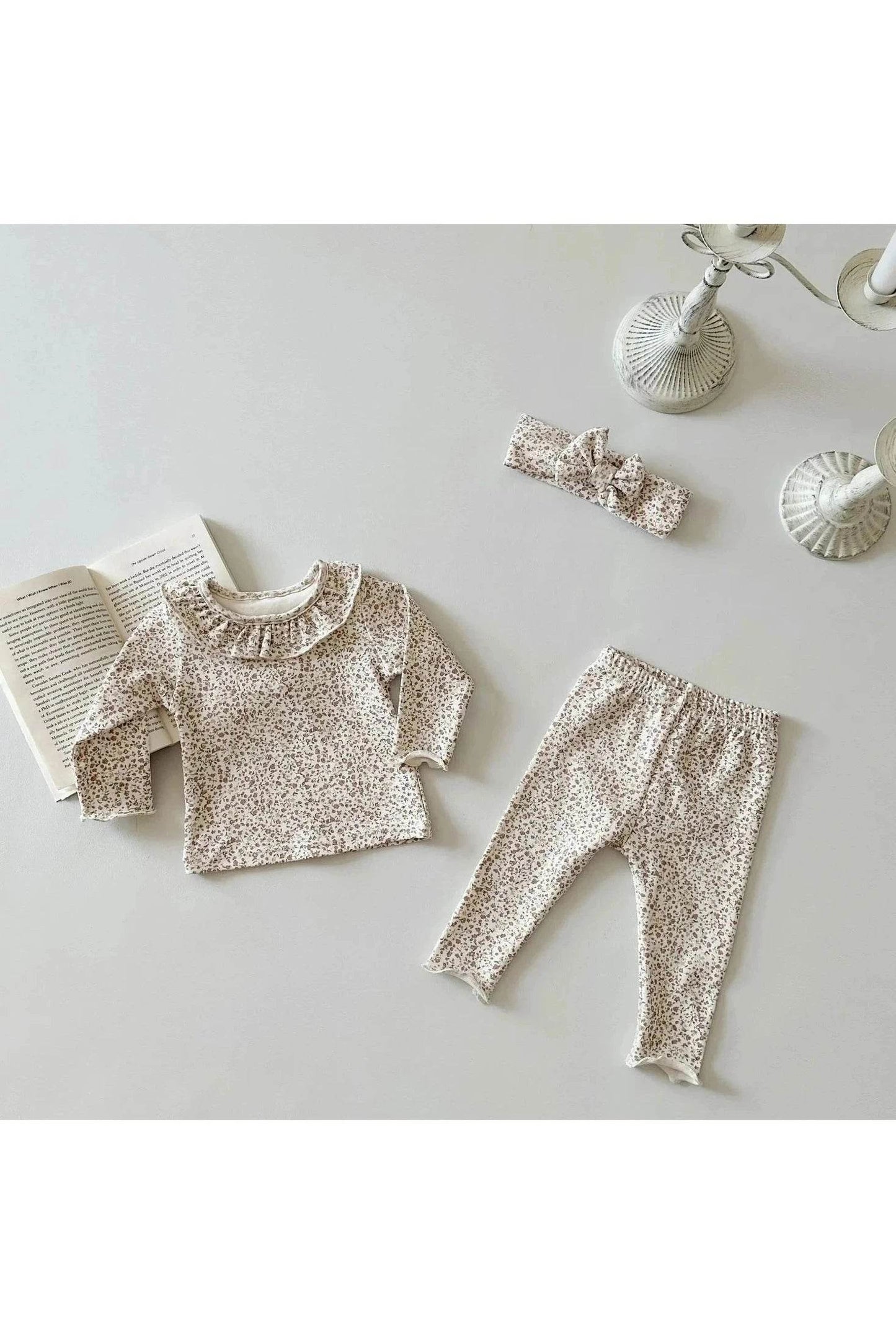 Spring New Baby Long Sleeve Clothes Set Infant Girl Floral Tops - Giggles And Grab