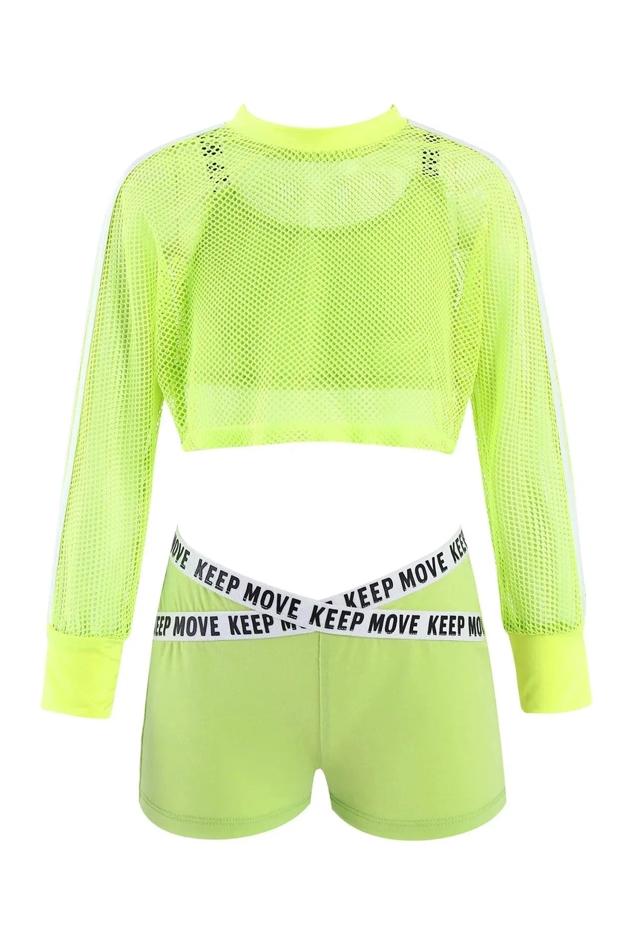 Giggles And Grab 3 PC Outfit for girls Fluorescent Green / 10 "Kids Girls' 3-Piece Sport Suit - Hip Hop & Jazz Style"