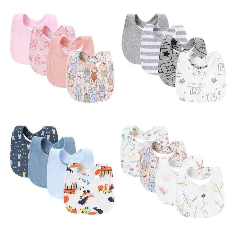 4Pcs Baby Bibs Burp Clothes Cotton Newborn Bibs for Girls Boys Baby Stuff Infant Accessories Toddler Saliva Towels Baby Care - Giggles And Grab