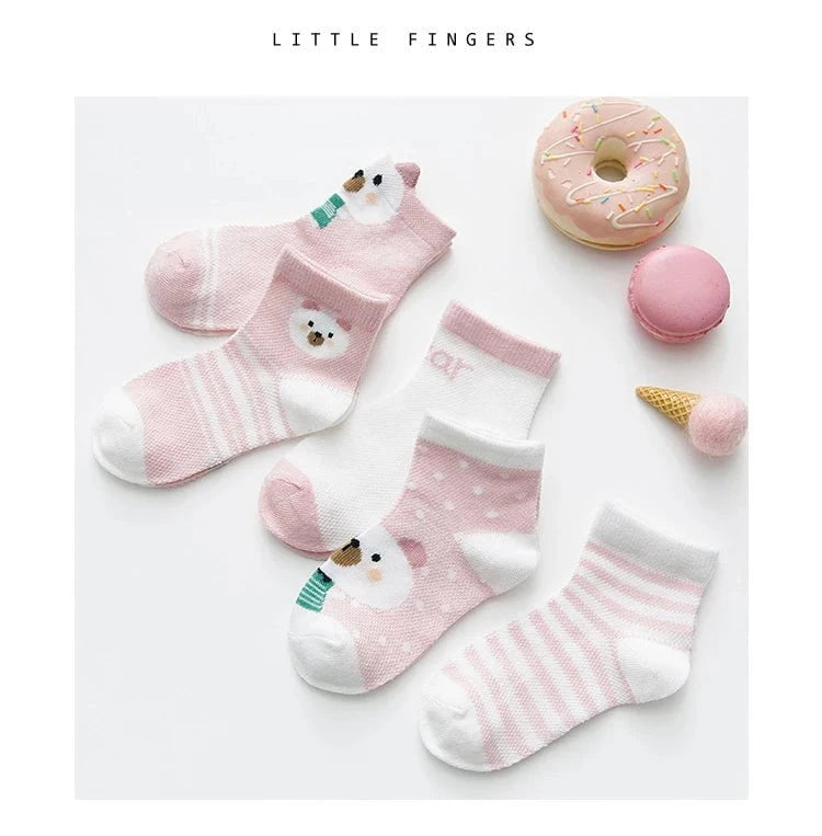 Giggles And Grab 5Pairs/lot 0-2Y Infant Baby Socks Baby Socks for Girls Cotton Mesh Cute Newborn Boy Toddler Socks Baby Clothes Accessories