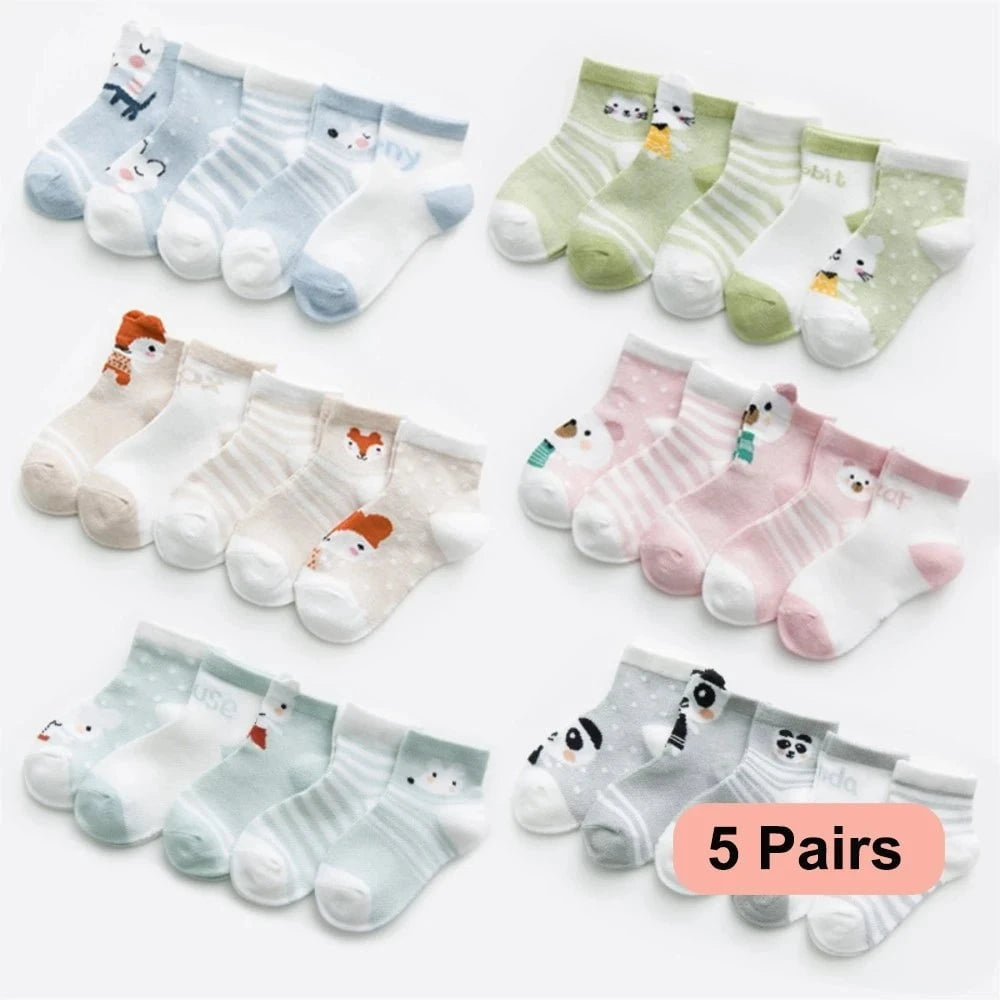 Giggles And Grab 5Pairs/lot 0-2Y Infant Baby Socks Baby Socks for Girls Cotton Mesh Cute Newborn Boy Toddler Socks Baby Clothes Accessories