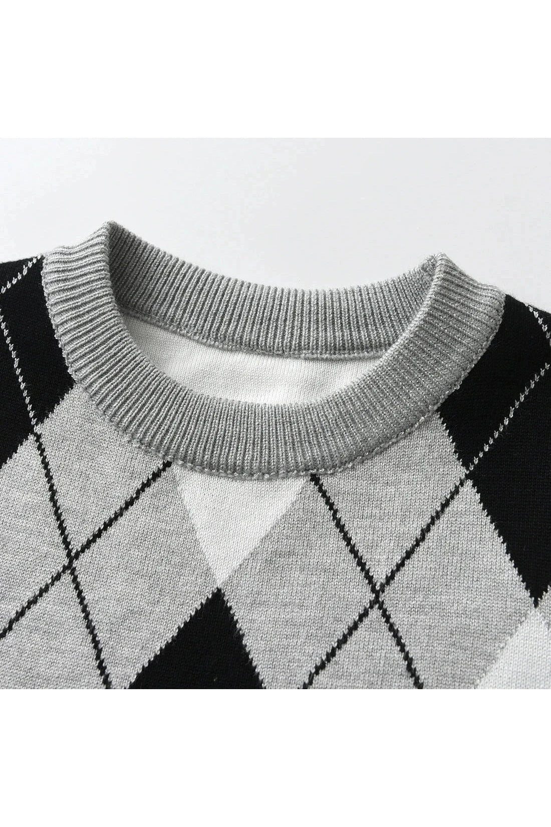 Giggles And Grab "Autumn/Winter Boy's Warm Plaid Knit Sweater - Long Sleeve College Style" "Autumn/Winter Boy's Warm Plaid Knit Sweater - Long Sleeve College Style"