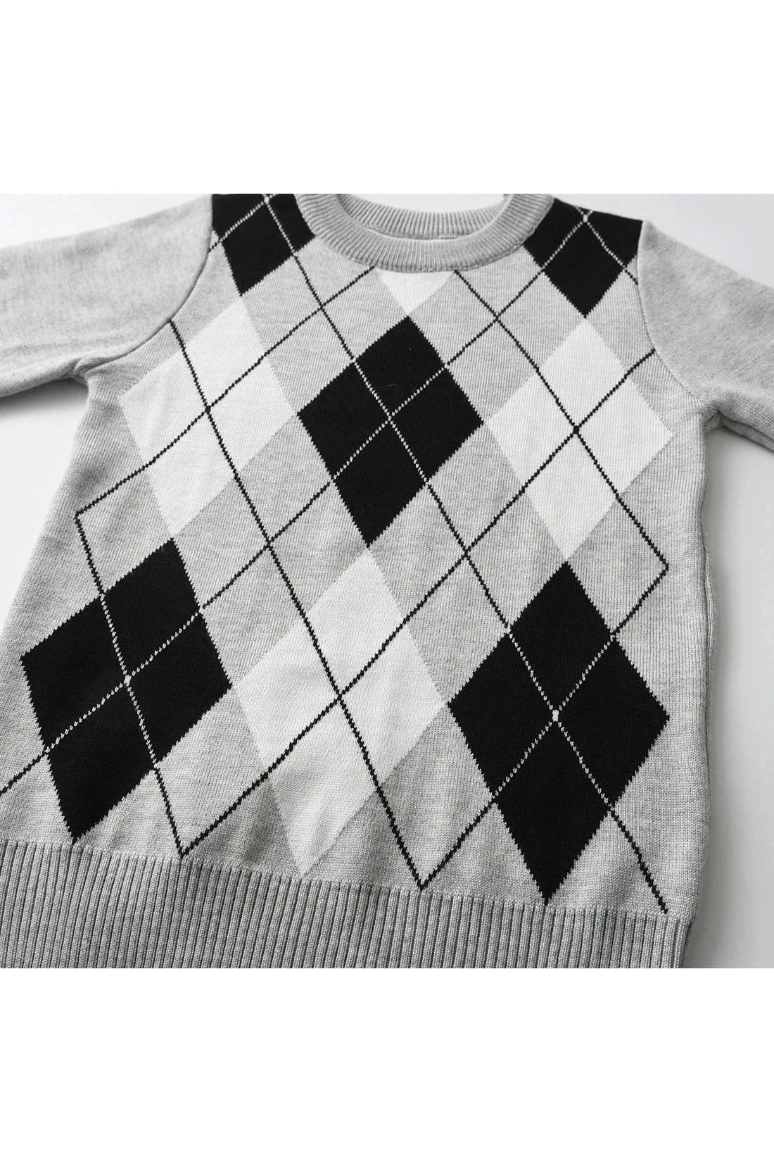 Giggles And Grab "Autumn/Winter Boy's Warm Plaid Knit Sweater - Long Sleeve College Style" "Autumn/Winter Boy's Warm Plaid Knit Sweater - Long Sleeve College Style"