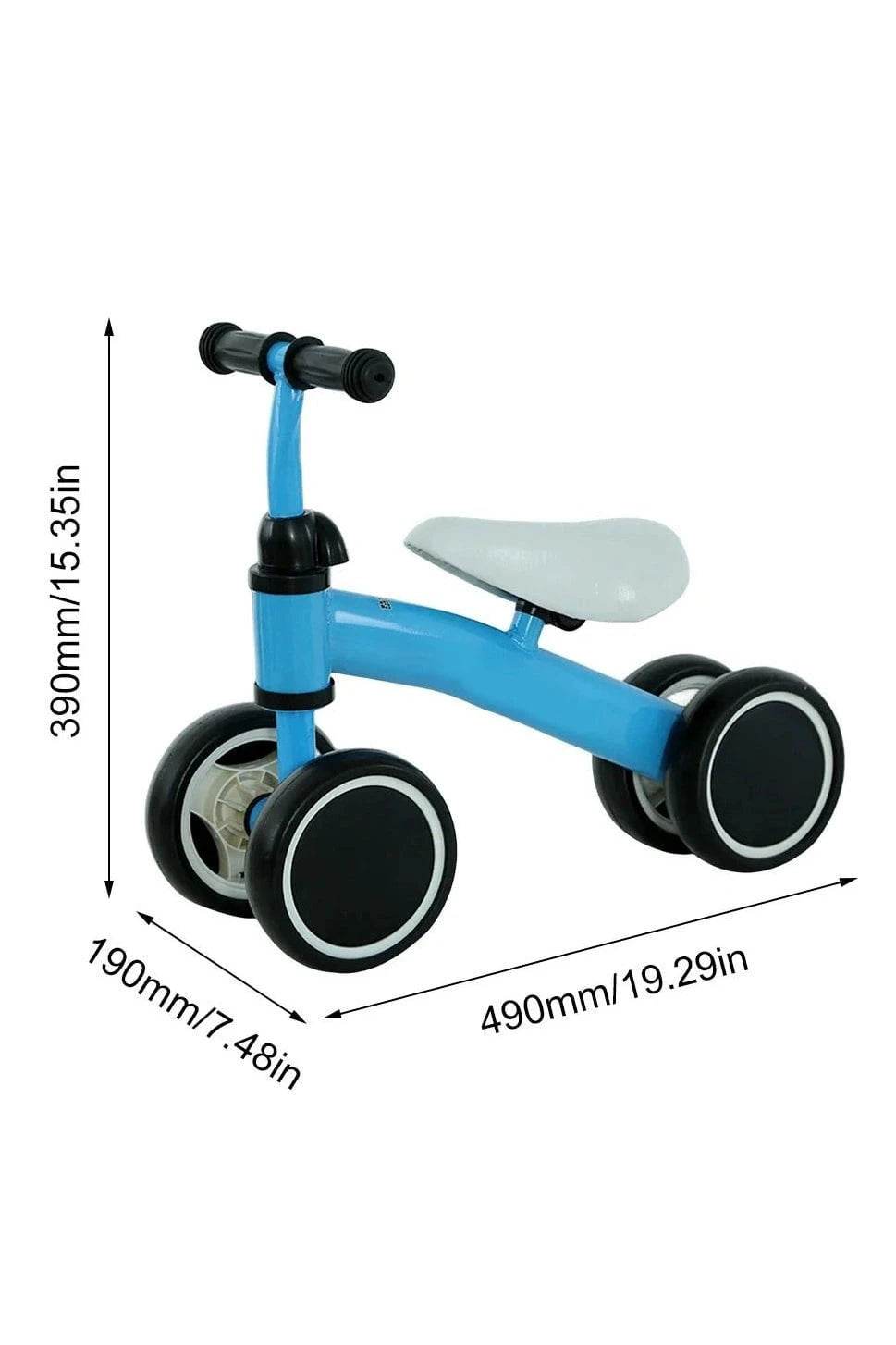 Baby Balance Bike - Ergonomic Seat Toddler Bicycle Toy, 4-Wheel Baby Learning Walker for First Birthday Gift - Giggles And Grab