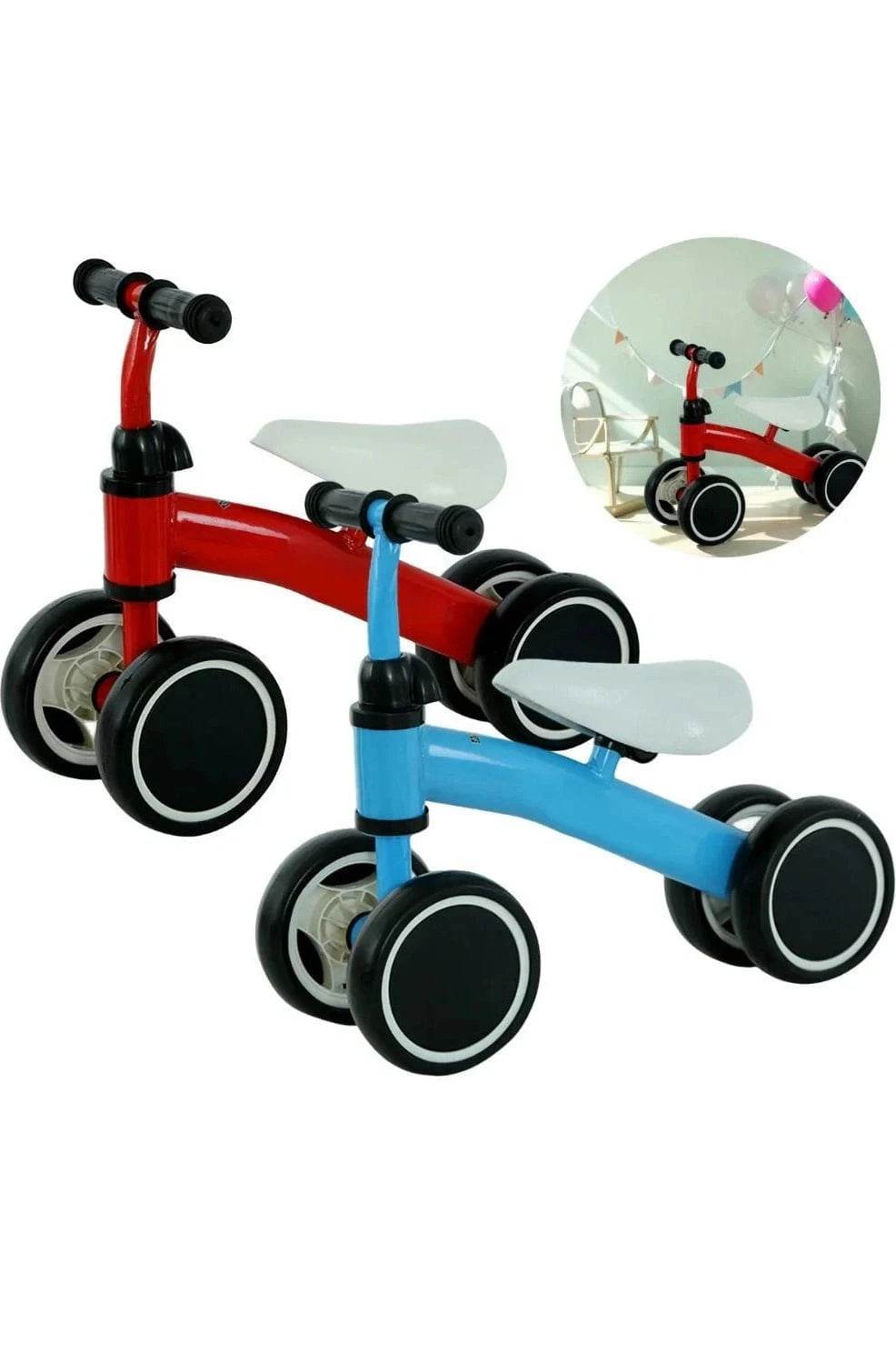 Baby Balance Bike - Ergonomic Seat Toddler Bicycle Toy, 4-Wheel Baby Learning Walker for First Birthday Gift - Giggles And Grab