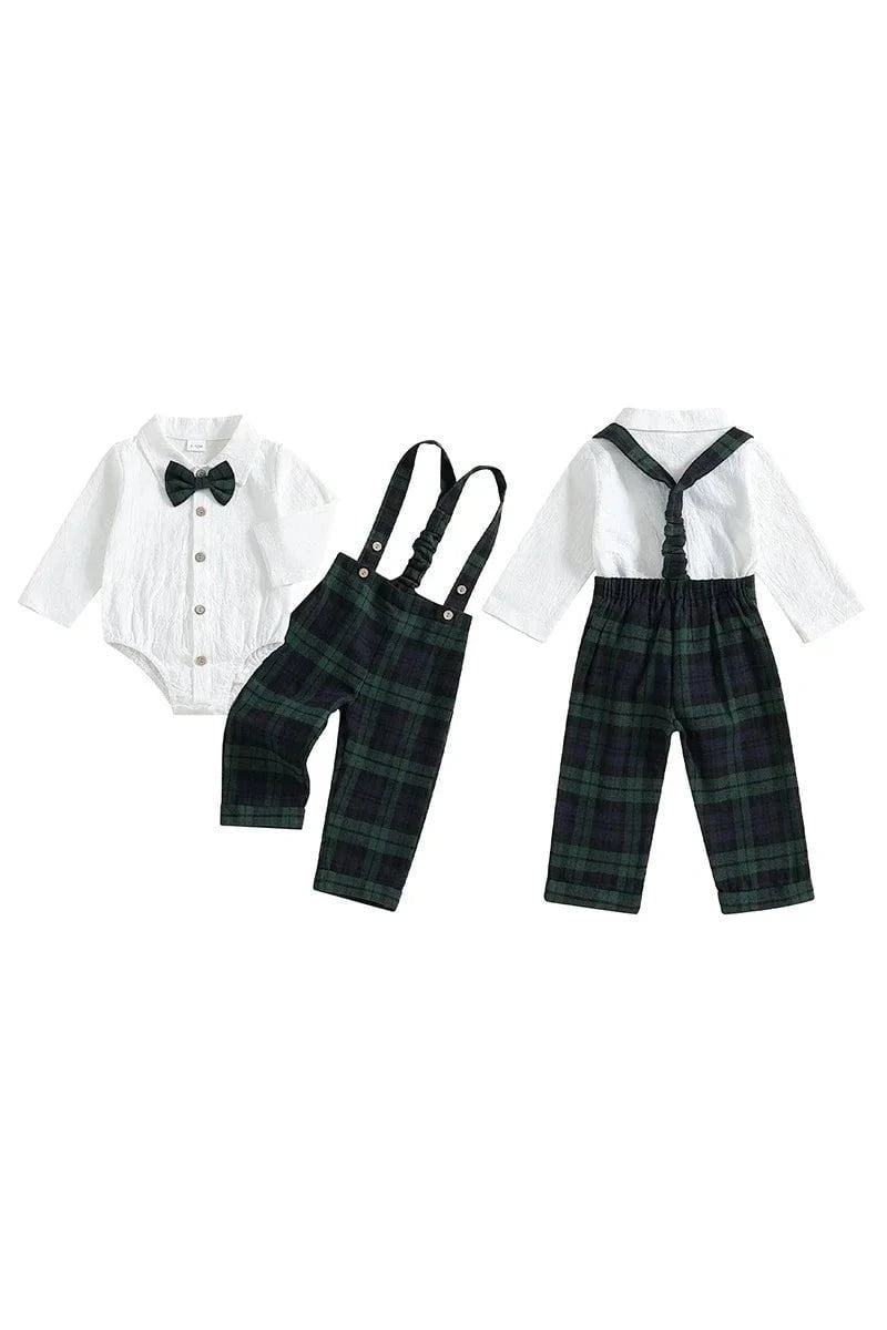 Giggles And Grab Baby Boy Gentleman Outfits - Long Sleeve Lapel Romper" a / 3M Baby Boy Gentleman Outfits - Long Sleeve Lapel Romper"