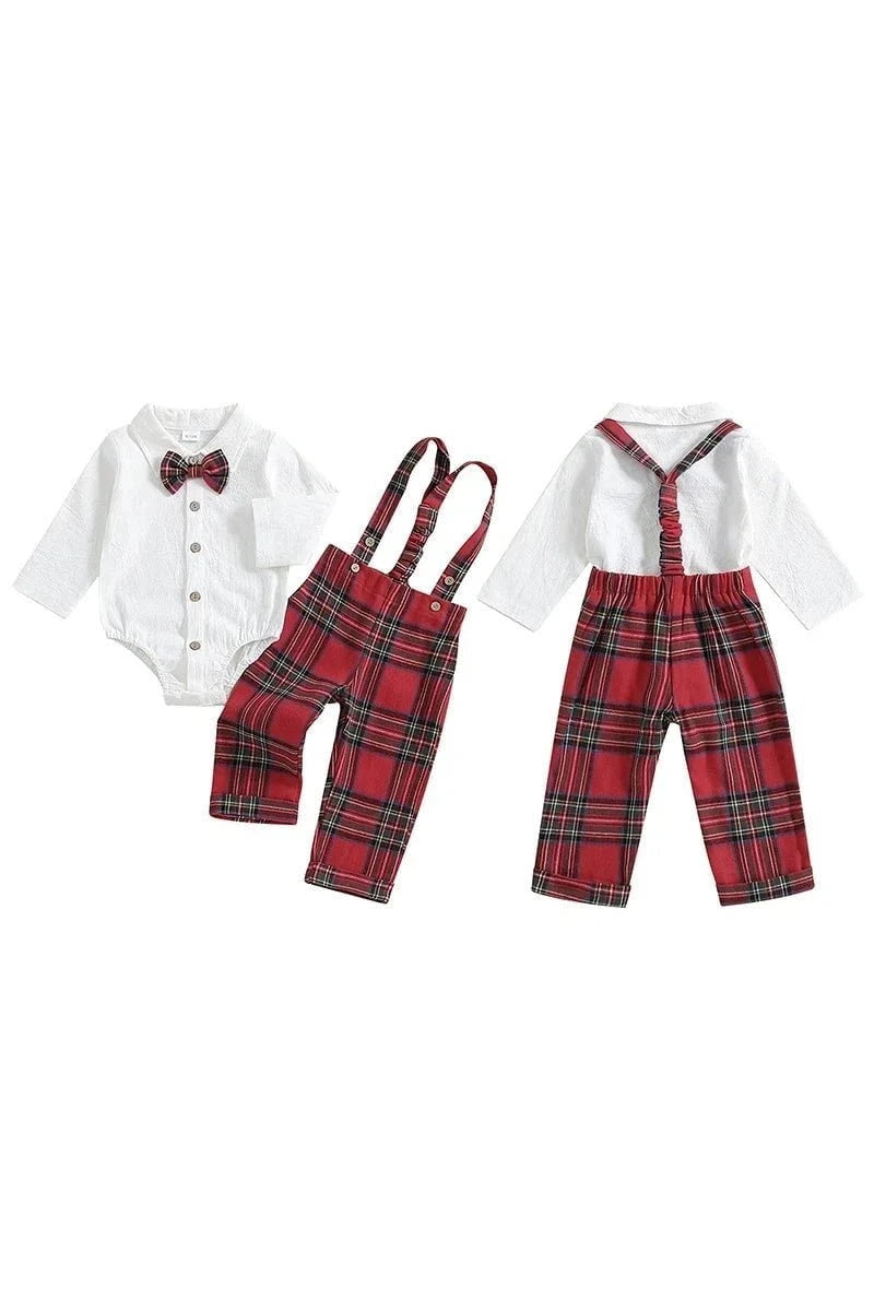 Giggles And Grab Baby Boy Gentleman Outfits - Long Sleeve Lapel Romper" b / 3M Baby Boy Gentleman Outfits - Long Sleeve Lapel Romper"