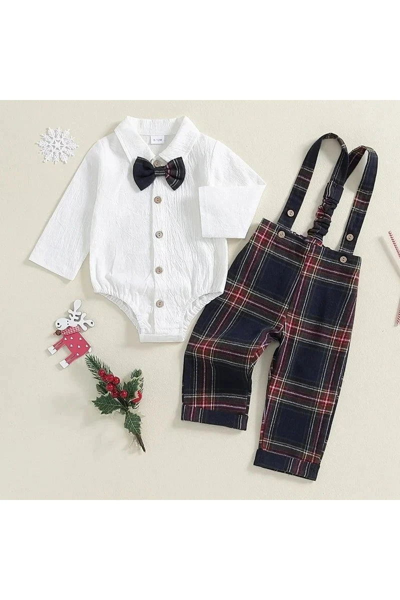 Giggles And Grab Baby Boy Gentleman Outfits - Long Sleeve Lapel Romper" Baby Boy Gentleman Outfits - Long Sleeve Lapel Romper"